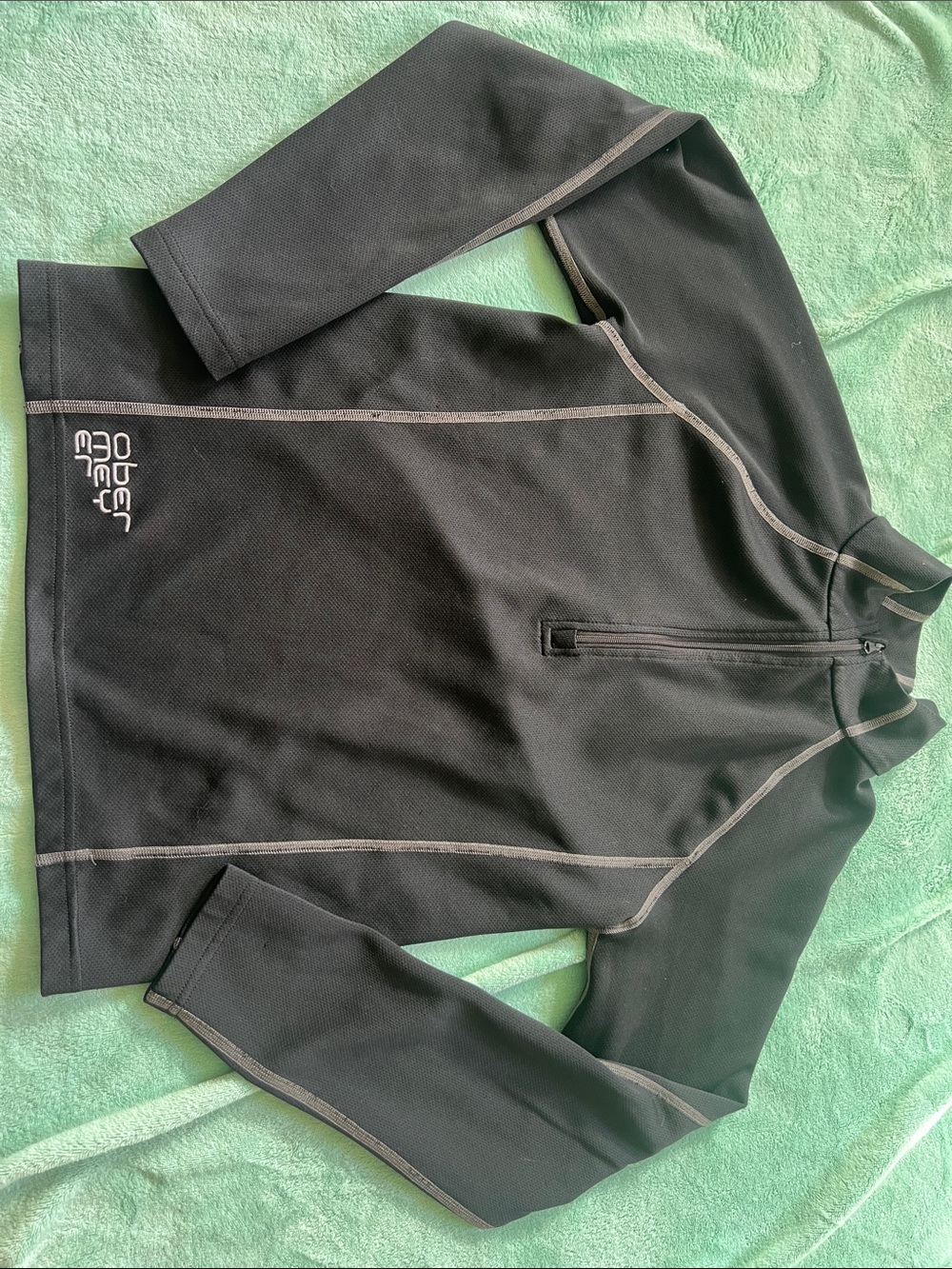 Obermeyer Black Youth Quarter-Zip Hoodie with Gray Stitching